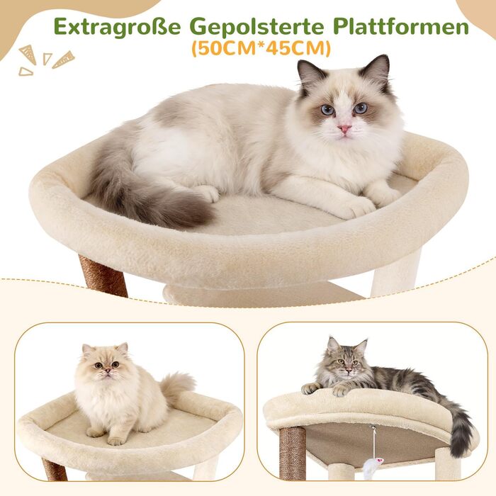 Комплекс для котів Globlazer Beige XXL 204 см з будиночком та майданчиками - дряпка-стовпчик для котів
