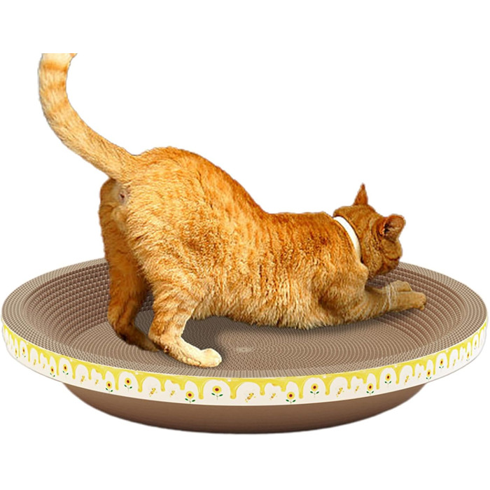 Круглі килимки-подряпки для котів, лежанка-миска, іграшка-подряпка з картону, килимок для кошенят, маленьких та середніх котів