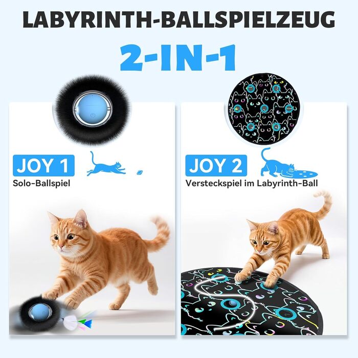 Іграшка для котів GoldenSun: м'ячик з дзижчанням, мишки на килимку, 5-дірковий хованки, блакитний колір