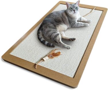 Котячий кігтетоп Planky XXL - великий килимок для дряпання котів з дерева, 70x35 см, 80x40x2 см