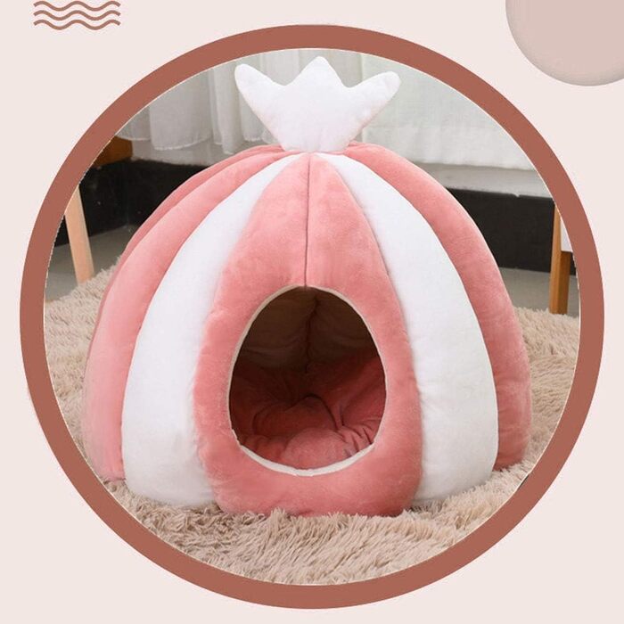 Котів будиночок-лежанка з велюру, рожевий, 50х50 см - теплий та зручний дім для кота або маленької собаки