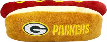 Іграшка для собак та котів у вигляді хот-дога з пискавкою Pets First NFL Green Bay Packers, плюшева, з логотипом футбольної команди