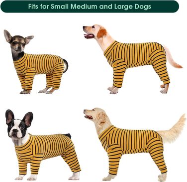 Піжама для собак після операції Kuoser, захисний боді для собак після кастрації, боді для собак з ніжками, піжама для маленьких та середніх собак, зелений колір (XL, жовтий)