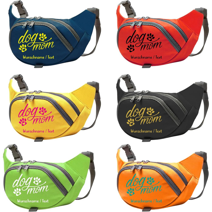 Сумка для ласощів для собак з персональним ім'ям | Сумка для дресирування собак | Чорний/Світло-блакитний