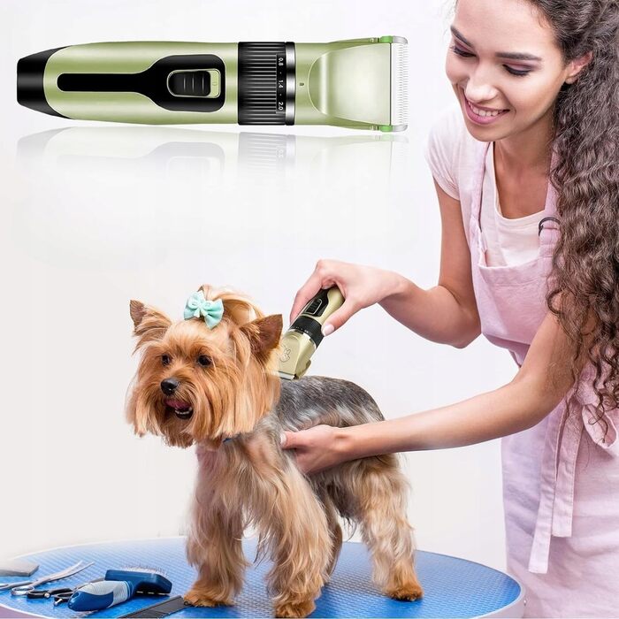 Машинка для стрижки собак та котів LTC бездротова з акумулятором, тиха, з керамічним лезом, USB, XXL набір: 4 насадки, пилка, ножиці для кігтів, гребінець для собак