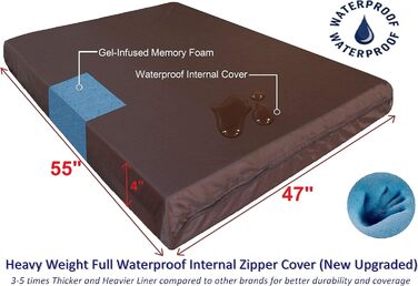 Ортопедичне ліжко для великих собак Dogbed4less з піни Memory Foam, міцним джинсовим чохлом, водонепроникною підкладкою та додатковим чохлом, 140x119x10 см