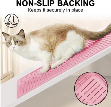 Килимок для котячого туалету PetNova, 101,6 x 76,2 см, силікон, вологостійкий, з рифленням, легко чистити, для кількох котів, рожевий