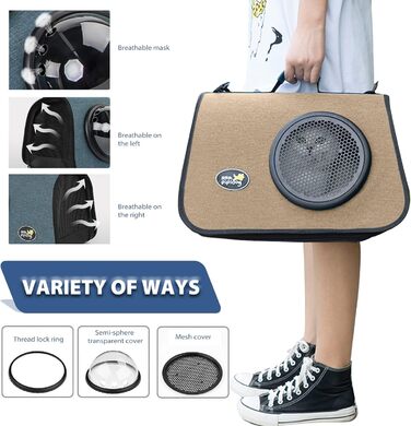 Транспортна сумка для кота/собаки PETCUTE, 41 x 25 x 27 см, складана, з вентиляційними отворами, підходить для середніх котів та маленьких собак, схвалена авіакомпаніями, темно-зелений (кавовий)