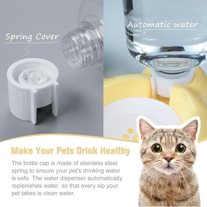 Набір мисок для собак та котів з водопоїтелем та мисками з нержавіючої сталі (світло-жовтий)