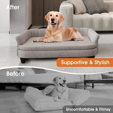 Диван для собак SEYNAR: м'яке ліжко для великих та середніх собак, зйомний чохол, для вітальні, сірий