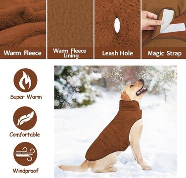 Зимовий теплий одяг для собак Malier, двосторонній, з флісу, для холодної погоди, куртка для собак, вітронепроникний, теплий, для собак, що гуляють снігом, жилет, одяг для домашніх тварин для маленьких, середніх та великих собак (Коричневий, Коричневий Me