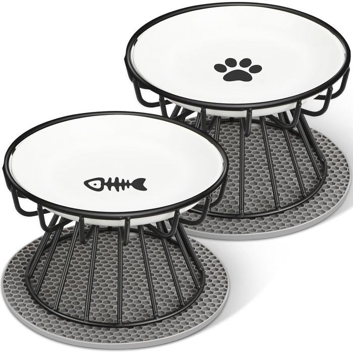 Підвищені годівниці для котів Katzennapf Erhöht - 2 шт. Керамічні миски з підставкою, захист шиї, для корму та води