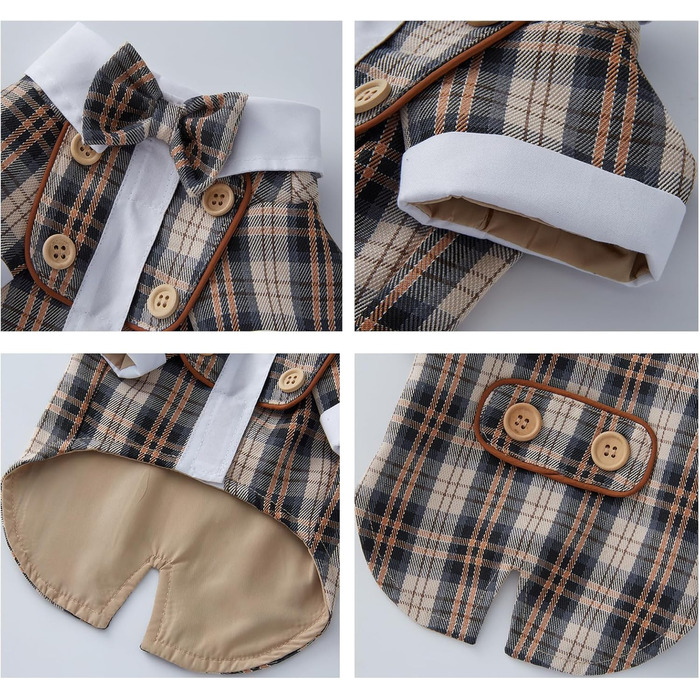 Елегантний костюм для собак: смокінг для маленьких та середніх собак, коричневий, з краваткою, для вечірок, свят, днів народжень, розмір L (довжина спини 34 см)