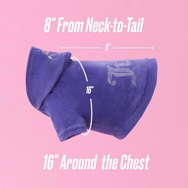 Капюшонний халат Juicy Couture Bling Velours для домашніх тварин – Рожевий – Розмір XS/S (0,9–3,2 кг) – для собак та котів