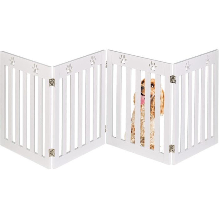 Захисний бар'єр для собак Relaxdays, 60 x 204 см, самостійно встановлюється, складаний, MDF, білий