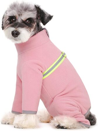 Теплий зимовий одяг для собак: теплий флісовий костюм з світловідбиваючим блискавкою, піжама для собак, костюм (XL, Рожевий)