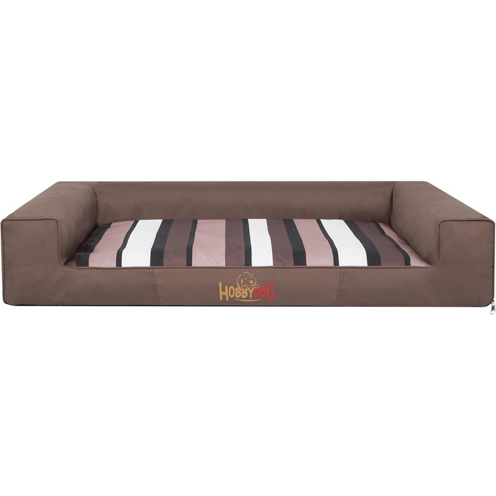 Лежак для собак HOBBYGARDEN XXL 118x78 см, світло-коричневий із смужками, м'яке ліжко-матрац для домашніх тварин