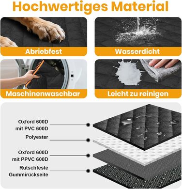 Захист для заднього сидіння авто для собак, 600D, водовідштовхувальний, стійкий до подряпин, з боковими захистами та оглядовим вікном, універсальний, для собак