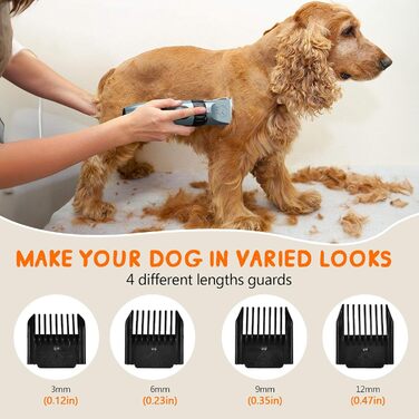 Електрична машинка для стрижки собак та котів YAZ EKY Leise Profi, з 4 гребінцями, для густого та кучерявого волосся