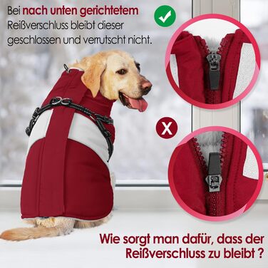 Теплий зимовий одяг для собак AOFITEE: куртка, жилет, водонепроникний, для великих порід (лабрадор, віндгорн, голден ретрівер), 2XL, бордовий