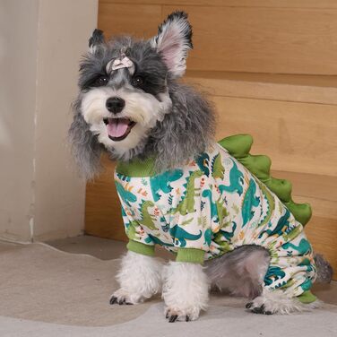 Піжама для собак CuteBone з динозавром, тепла та м'яка, для маленьких собак, теплий одяг для холодної погоди, COP01-DE (XS, Dinos#5)