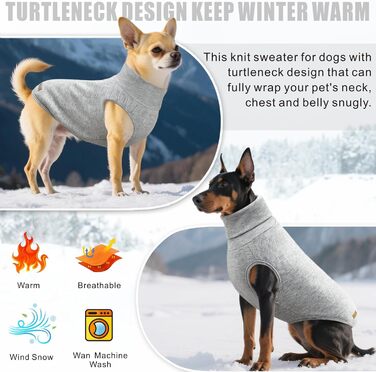 Світшот для собак Mosucoirl: теплий пуловер для маленьких, середніх та великих собак XS-4XL сірого кольору