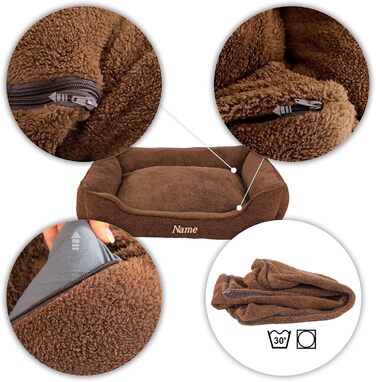 М'яке ліжко для собак та котів Lionto знімний чохол, 110x80 см, коричневе, з антиковзким дном