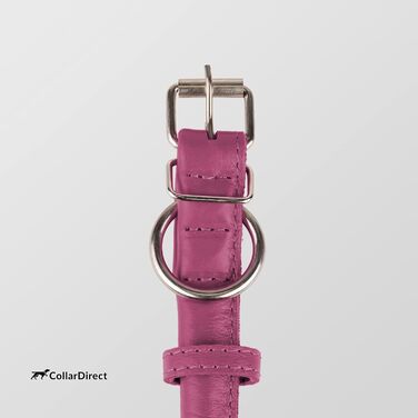 Шкіряний ошийник для собак CollarDirect, круглий, м'який, з роликом, ручної роботи, справжня шкіра, для цуценят та собак різних розмірів, чорний, рожевий, червоний, фіолетовий, блакитний, рожевий, 35-40 см