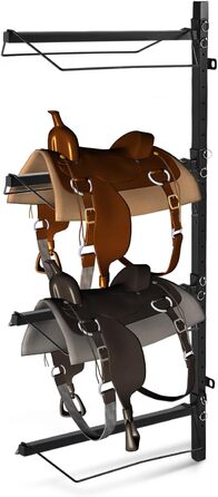 Стійка для сідел Patterr з 4 рівнями, настінна, для коней, міцна, для вестерн та англійських сідел, тримач для сідла, затискач для вуздечки, підкладки, аксесуарів для коней