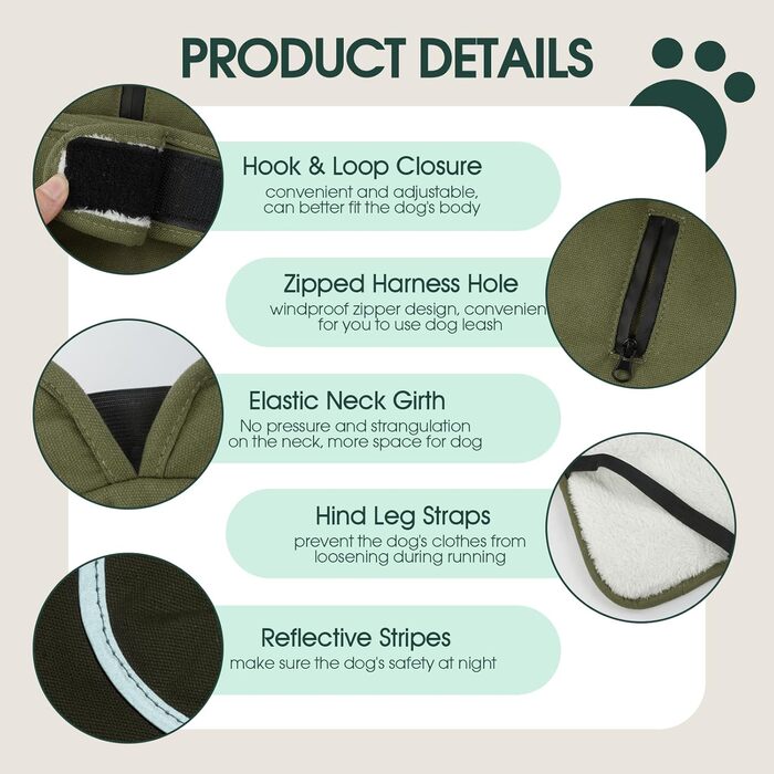 Зимовий теплий одяг для собак Kuoser: водонепроникний та вітронепроникний жилет з відбиваючими елементами, XS-3XL (обхват грудей 50-65 см)