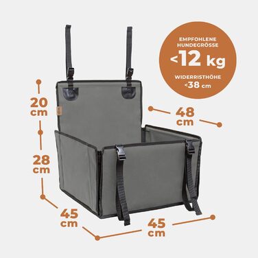 Автокрісло для собак Wuglo Extra Stabiler – безпечне та водонепроникне, до 12 кг, сіре