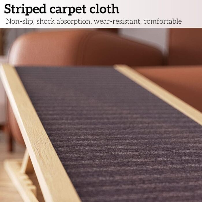 Рампа для собак Hunderampe: складана дерев'яна, 4 секції, регульована висота 30-60 см, для малих та великих собак, для ліжка, дивану, авто. Розмір 100x40x30/40/50/60 см. Антиковзаюча поверхня.