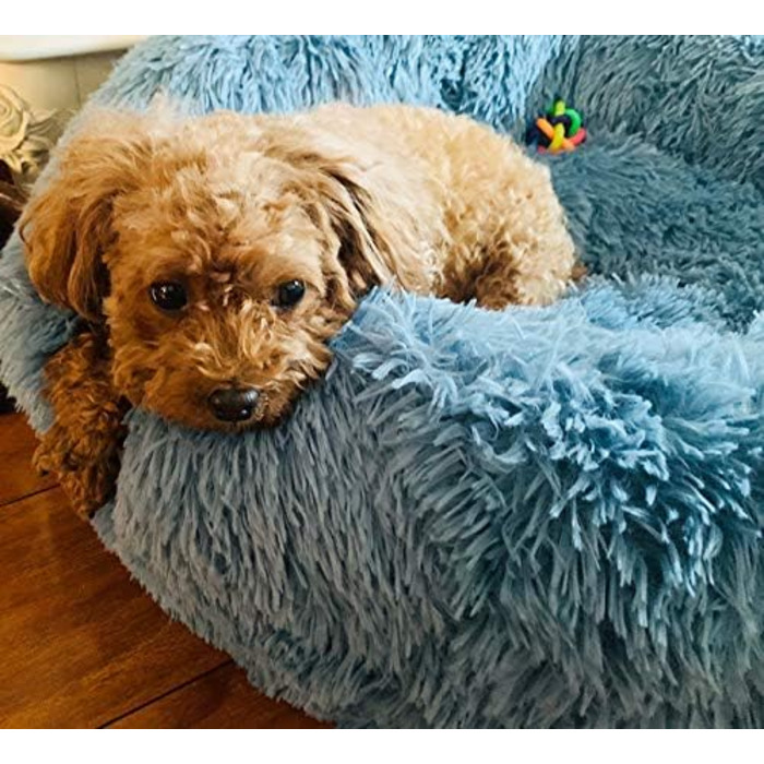 М'яке кругле ліжко-кошик для собак Antistress, плюшеве ліжко для домашніх тварин, зручне та миється, ліжко-кошик для собак малого, середнього та великого розміру (90*90см, 70*70см, блакитний)