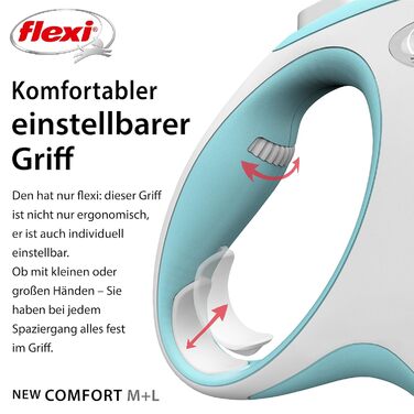 Висувна повідка для собак Flexi, м'який хват, блакитна, 3/5/8 м, до 20 кг