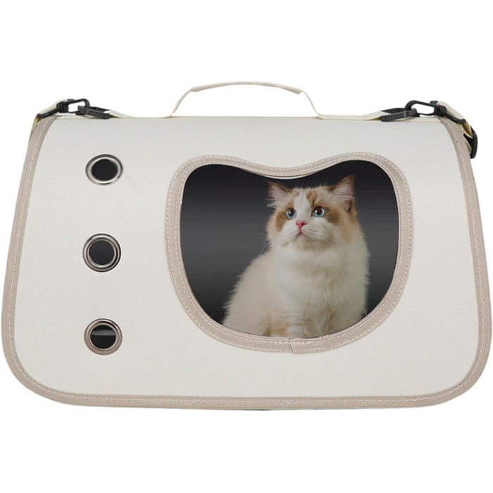 Сумка-переноска для собак, маленька, на плече - для подорожей на відкритому повітрі, зручна, легка, прозора (біла)