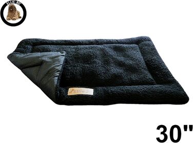 Ліжко-трансформер для собак Ellie-Bo з твіду та штучного хутра, 61 см, 71x4x48 см, чорне