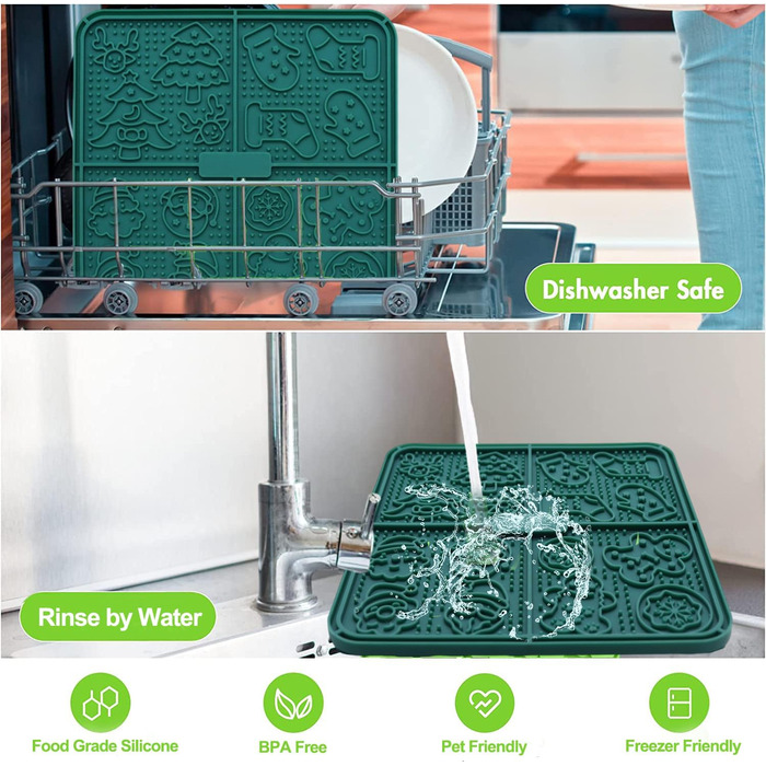 Килимок для повільного годування собак Femont, 30 см, з 165 присосками, зелений. Заспокоює, розважає, сприяє догляду за шерстю та дресируванню. Без BPA.