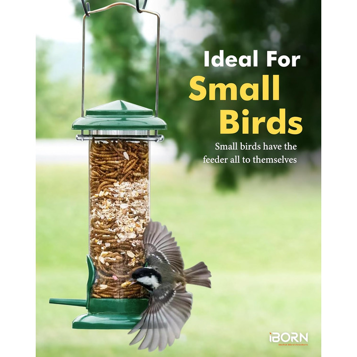 iBorn годівниця для птахів на підвіску, зелена, 2 шт. - металева, стійка до іржі, 20 см