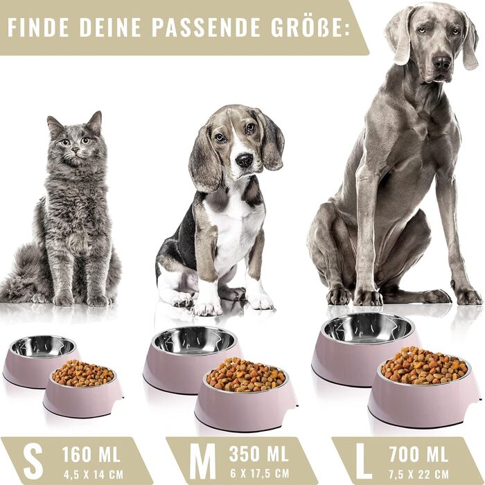 Набір мисок для корму ne&no® для собак та котів (S, 170 мл, 2 шт.) - нековзні миски для тварин, Malve