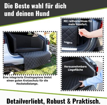 Автомобільне ліжко для собак CopcoPet - 70x55x38 см, штучна шкіра, захист багажника, водовідштовхувальне, стійке до подряпин, з захисним покриттям, колір мокка