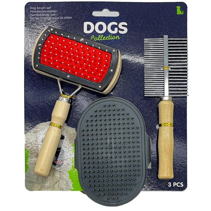 Набір щіток для собак та котів преміум-класу 3 в 1: щітка, зчесалка, гребінець | Для довгої, короткої шерсті, підшерстка