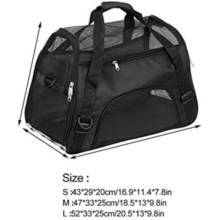 Транспортна сумка для собак та котів, складна переноска, чорна (L)