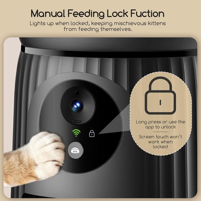 Автомат годівлі для котів Faroro з Wi-Fi, 1080P HD відео, нічне бачення, 4L, для котів/собак, двосторонній аудіо, керування через APP, антиблокувальний сенсор, подвійний примус