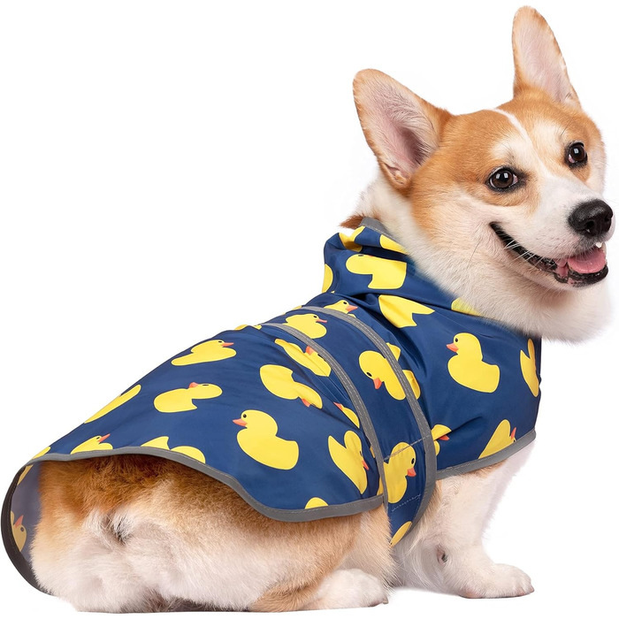 Дощовик для собак Happy Pet, для маленьких собак та цуценят, водонепроникний, з капюшоном, світловідбиваючими смугами, отвором для повідка, синій, XS