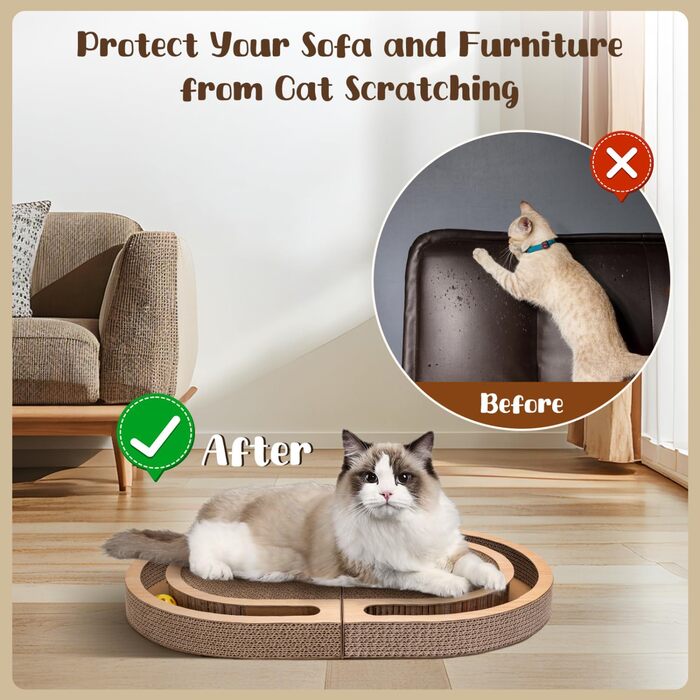 Nobleza Драбина-кіготь для котів велика 2-в-1, розкладна з іграшкою-м'ячиком та котячою м'ятою - високоякісна XXL драбина-кіготь для кількох котів, 60x40 см