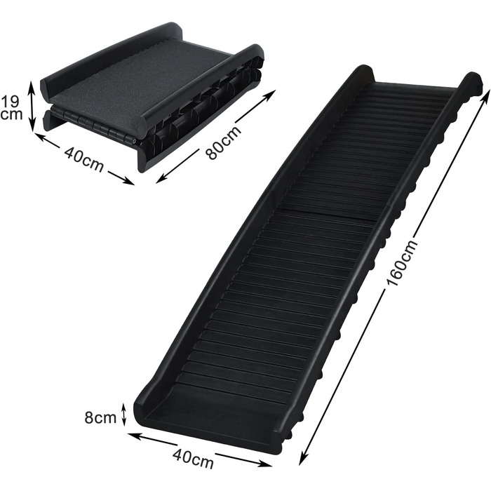 Рампа для собак Hunderampe, складна, антиковзка, до 90 кг, 156x40 см, для SUV, чорна