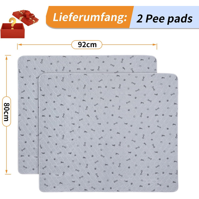 2 шт. вбиральні пелюшки для цуценят, 80х92 см, водонепроникні та миючі. Килимки для навчання собак, неслизька підстилка для дивана та підлоги (2 шт.)