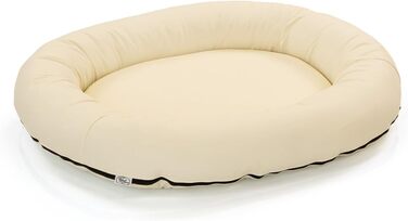 Wallace & Jones | Преміум лежанка для собак Болтон, 63x50 см, штучна шкіра, для маленьких собак, з блискавкою, що ховається, пральна, неслизька, (95 x 81 см, кремово-білий)