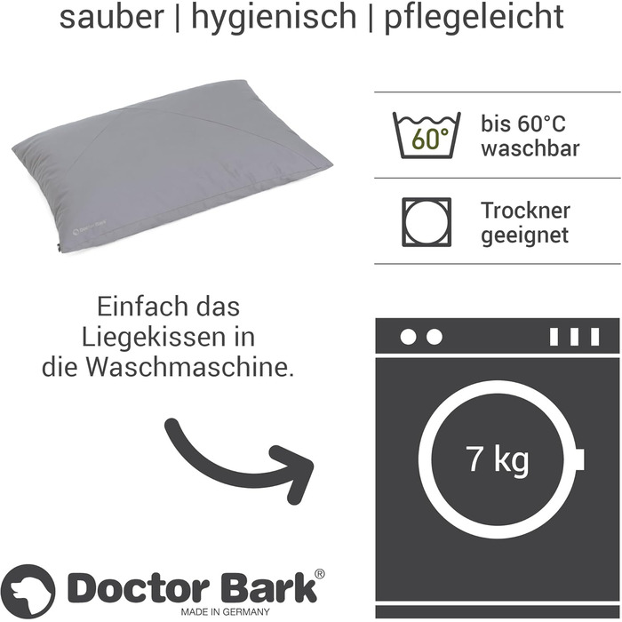 М'яке ліжко для собак середніх порід GreenLabel Country-Kissen M, світло-сірий колір, легко миється