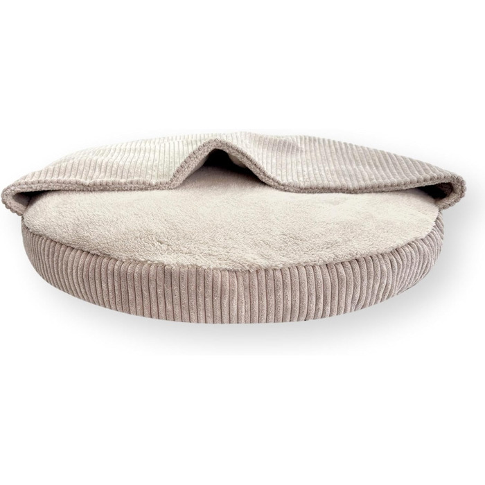 4L Textil Hundebett Vigo з капюшоном: лежанка-будка для собак, ковдра, кошик, спальний мішок, лежанка з корду, подушка для собак середніх розмірів (Бежевий, 90 x 90 x 12 см)